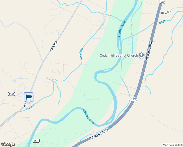 map of restaurants, bars, coffee shops, grocery stores, and more near 797B Road 2900 in Aztec