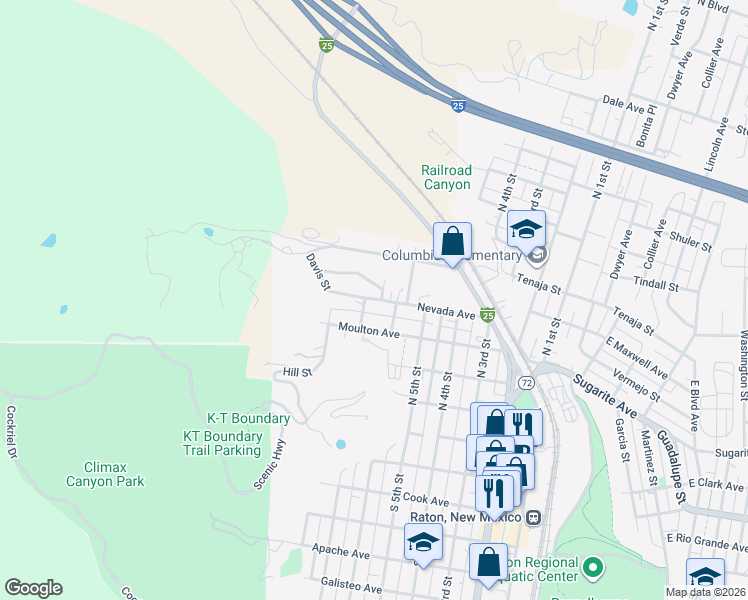 map of restaurants, bars, coffee shops, grocery stores, and more near 101-199 Lester Avenue in Raton