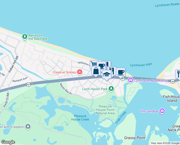 map of restaurants, bars, coffee shops, grocery stores, and more near 3730 Surry Road in Virginia Beach