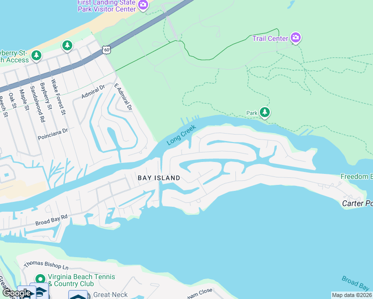 map of restaurants, bars, coffee shops, grocery stores, and more near 2408 Jib Circle in Virginia Beach