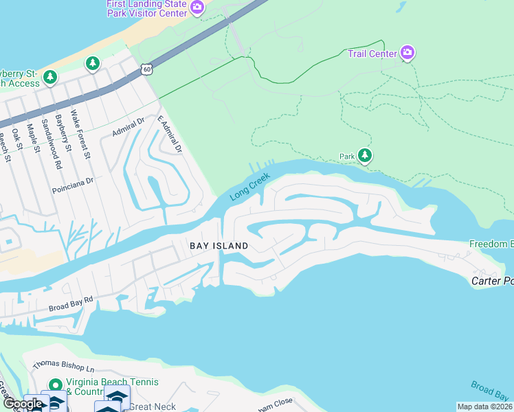 map of restaurants, bars, coffee shops, grocery stores, and more near 2408 Jib Circle in Virginia Beach