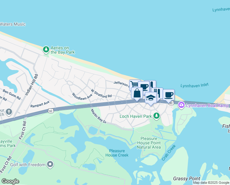 map of restaurants, bars, coffee shops, grocery stores, and more near 2219 Albemarle Avenue in Virginia Beach