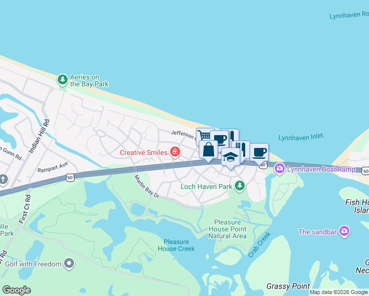 map of restaurants, bars, coffee shops, grocery stores, and more near 3730 Surry Road in Virginia Beach