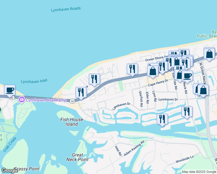 map of restaurants, bars, coffee shops, grocery stores, and more near 3123 Tidal Bay Lane in Virginia Beach