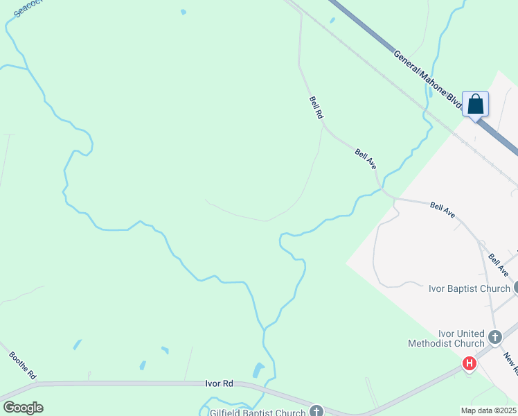 map of restaurants, bars, coffee shops, grocery stores, and more near 7684 Bell Road in Ivor