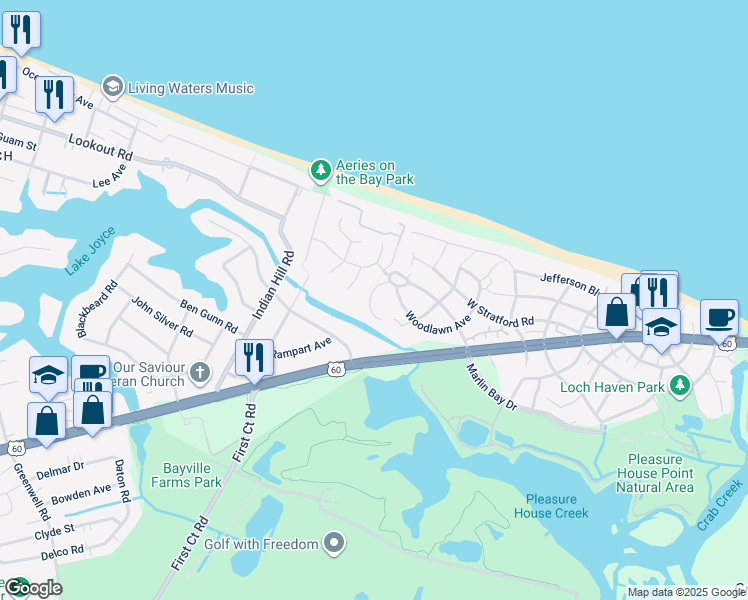 map of restaurants, bars, coffee shops, grocery stores, and more near 2221 Sunvista Drive in Virginia Beach