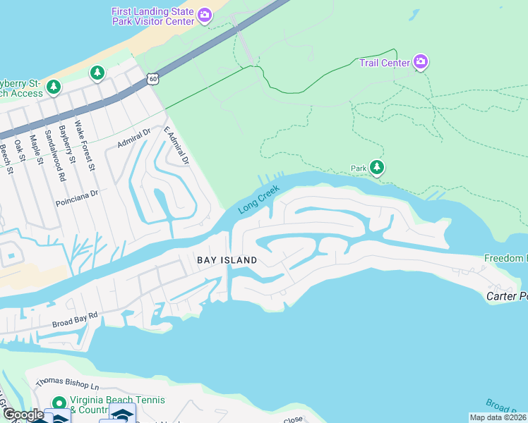 map of restaurants, bars, coffee shops, grocery stores, and more near 2408 Jib Cir in Virginia Beach