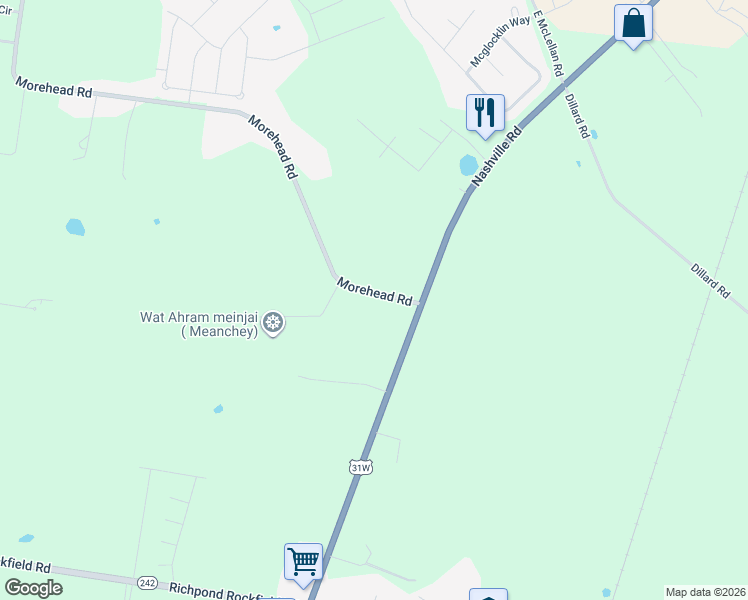 map of restaurants, bars, coffee shops, grocery stores, and more near 2495 Morehead Road in Bowling Green