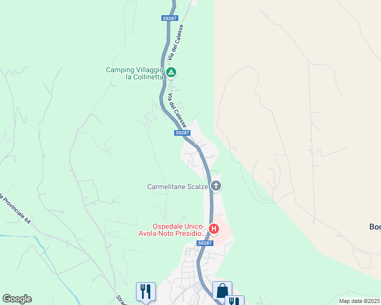 map of restaurants, bars, coffee shops, grocery stores, and more near 151-153 Via dei Mille in Noto