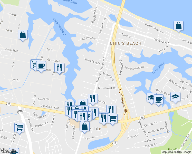 map of restaurants, bars, coffee shops, grocery stores, and more near 4807 Secure Ct in Virginia Beach