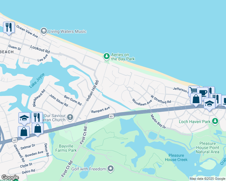 map of restaurants, bars, coffee shops, grocery stores, and more near 2209 Wood Ibis Way in Virginia Beach