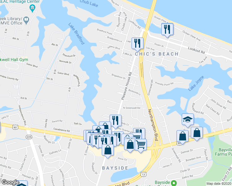 map of restaurants, bars, coffee shops, grocery stores, and more near 4829 Secure Court in Virginia Beach