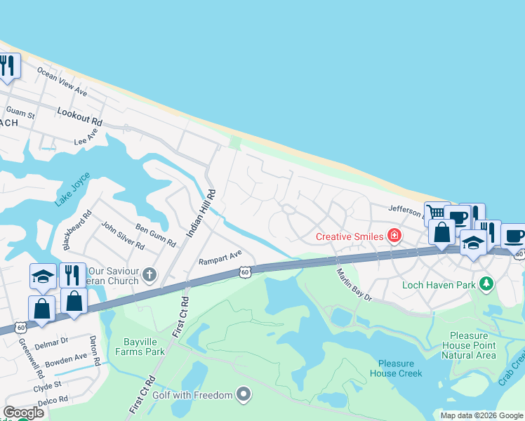 map of restaurants, bars, coffee shops, grocery stores, and more near 3904 Aeries Way in Virginia Beach