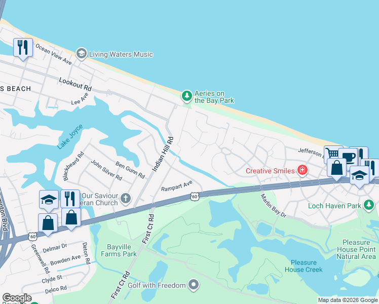 map of restaurants, bars, coffee shops, grocery stores, and more near 2219 Hermit Thrush Lane in Virginia Beach
