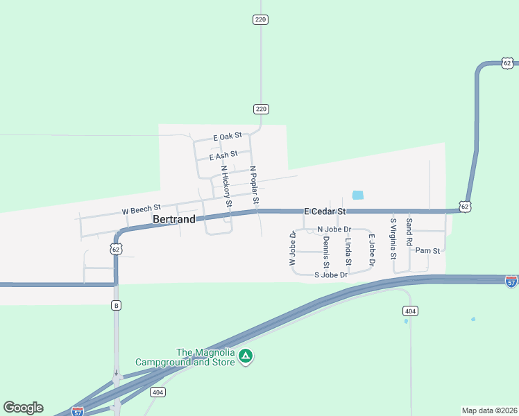 map of restaurants, bars, coffee shops, grocery stores, and more near 201-299 East Beech Street in Bertrand