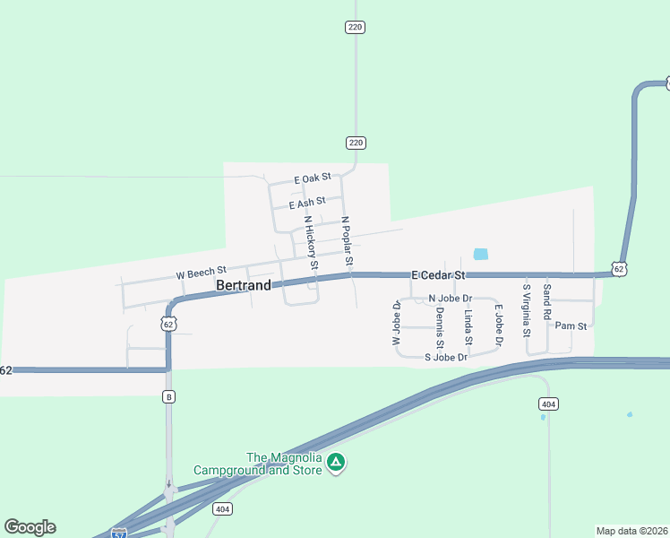 map of restaurants, bars, coffee shops, grocery stores, and more near 201-299 East Beech Street in Bertrand