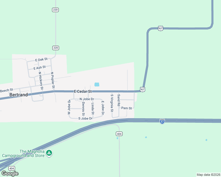map of restaurants, bars, coffee shops, grocery stores, and more near 700 East Cedar Street in Bertrand
