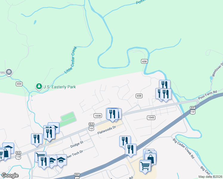 map of restaurants, bars, coffee shops, grocery stores, and more near Unnamed Road in Lebanon