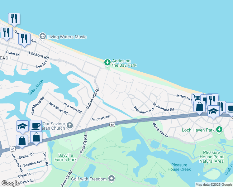 map of restaurants, bars, coffee shops, grocery stores, and more near 3927 Aeries Way in Virginia Beach