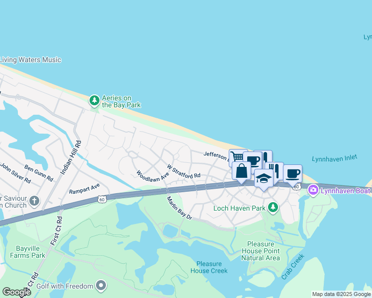 map of restaurants, bars, coffee shops, grocery stores, and more near 3803 Jefferson Boulevard in Virginia Beach