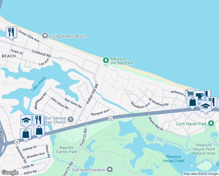 map of restaurants, bars, coffee shops, grocery stores, and more near 2215 Hermit Thrush Lane in Virginia Beach