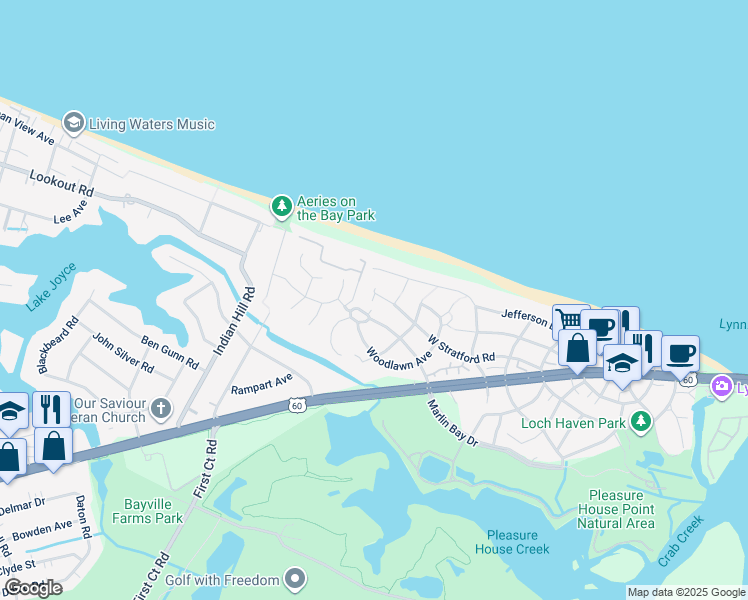 map of restaurants, bars, coffee shops, grocery stores, and more near 3983 West Stratford Road in Virginia Beach