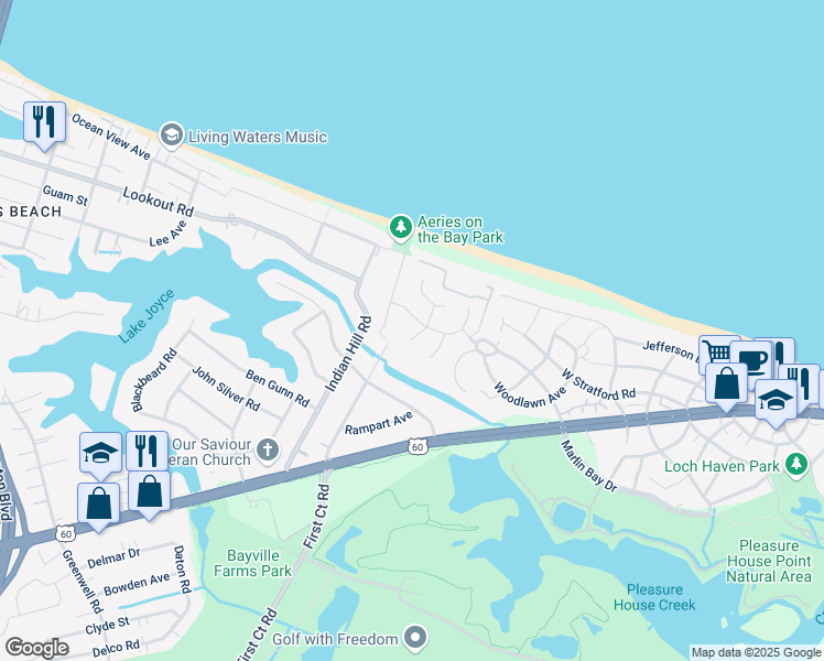 map of restaurants, bars, coffee shops, grocery stores, and more near 2215 Hermit Thrush Lane in Virginia Beach
