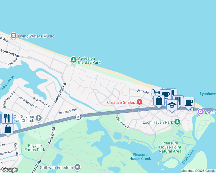 map of restaurants, bars, coffee shops, grocery stores, and more near 2320 Raleigh Avenue in Virginia Beach