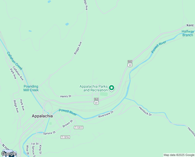 map of restaurants, bars, coffee shops, grocery stores, and more near 317 Bell Ave in Appalachia