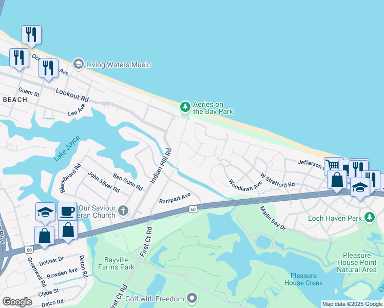 map of restaurants, bars, coffee shops, grocery stores, and more near 2219 Hermit Thrush Lane in Virginia Beach
