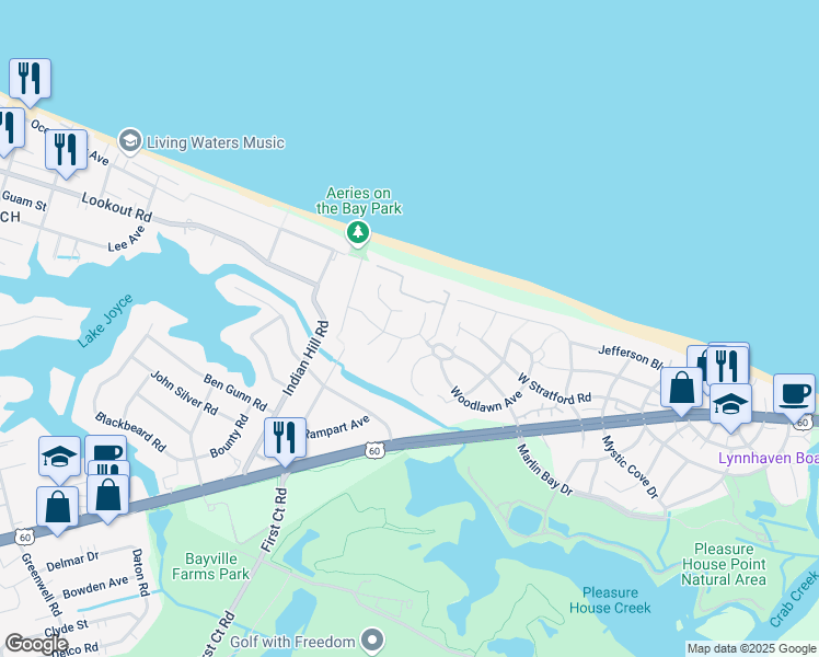 map of restaurants, bars, coffee shops, grocery stores, and more near 3904 Aeries Way in Virginia Beach