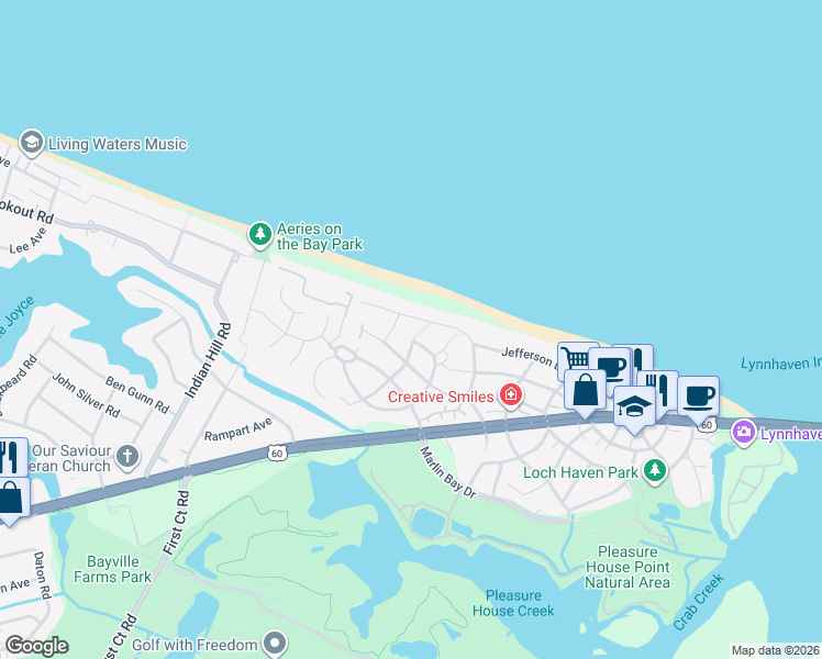 map of restaurants, bars, coffee shops, grocery stores, and more near 2320 Raleigh Avenue in Virginia Beach