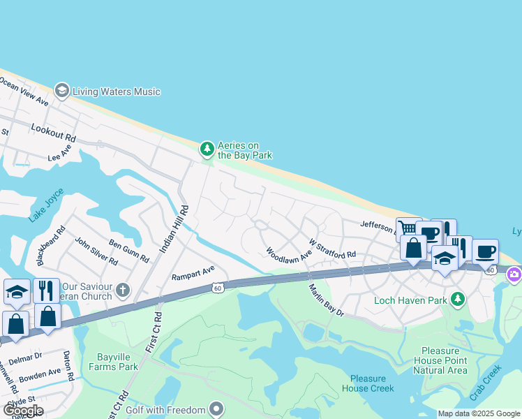 map of restaurants, bars, coffee shops, grocery stores, and more near 3989 West Stratford Road in Virginia Beach