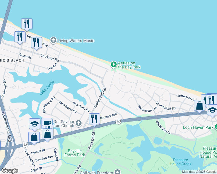 map of restaurants, bars, coffee shops, grocery stores, and more near 2313 Rookery Way in Virginia Beach