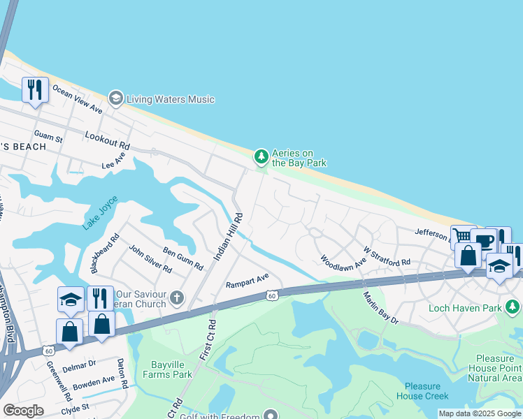 map of restaurants, bars, coffee shops, grocery stores, and more near 3967 Aeries Way in Virginia Beach