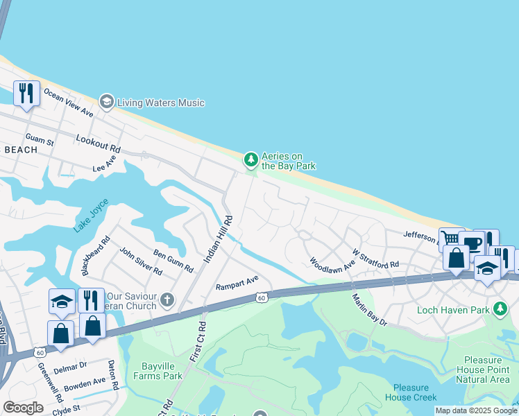 map of restaurants, bars, coffee shops, grocery stores, and more near 3962 Aeries Way in Virginia Beach