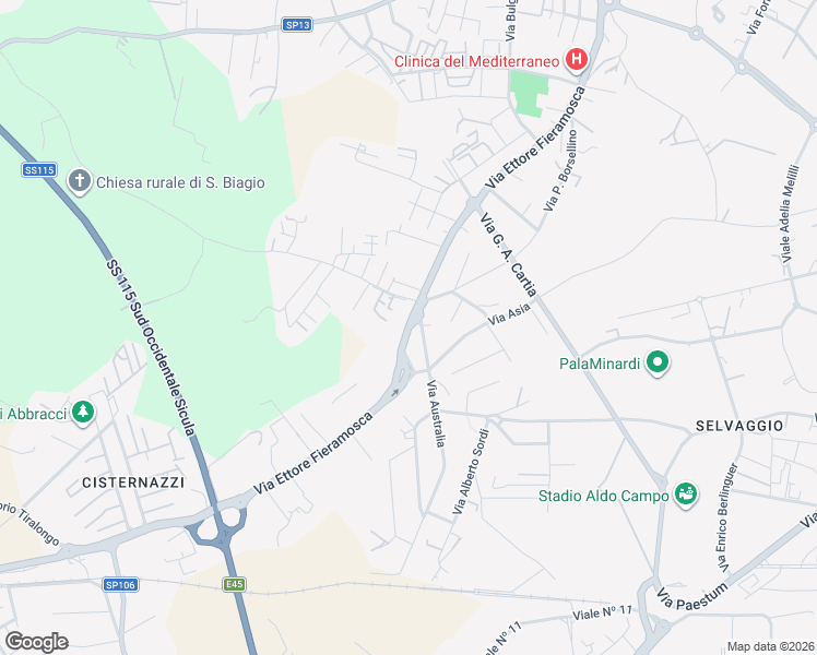 map of restaurants, bars, coffee shops, grocery stores, and more near 19 Via Emanuela Loi in Ragusa