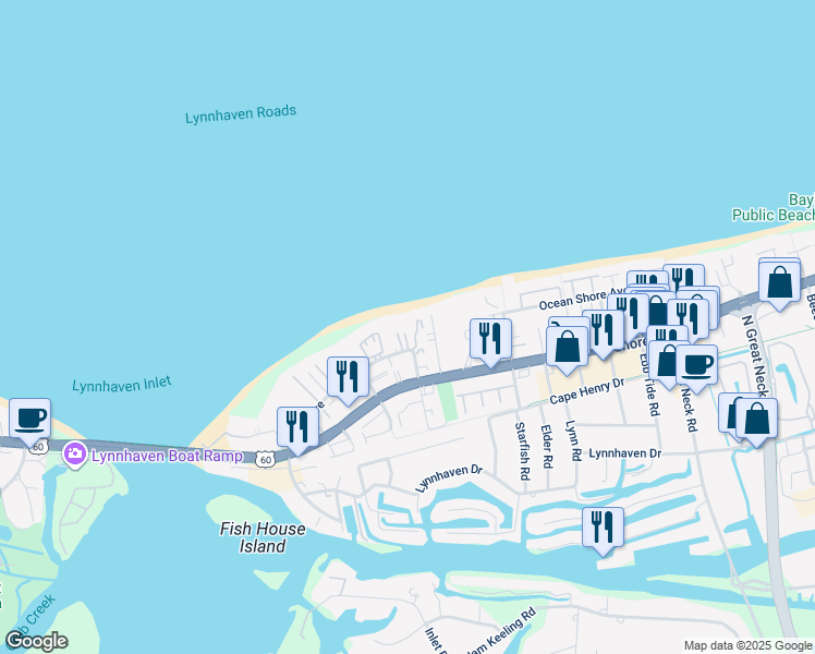 map of restaurants, bars, coffee shops, grocery stores, and more near 2306 Page Court in Virginia Beach
