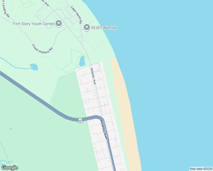 map of restaurants, bars, coffee shops, grocery stores, and more near 8608 Ocean Front Avenue in Virginia Beach