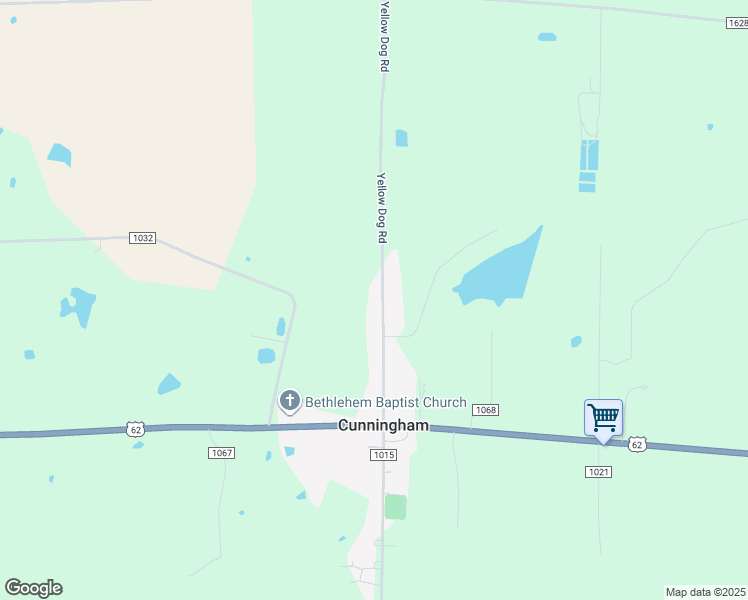 map of restaurants, bars, coffee shops, grocery stores, and more near Yellow Dog Road in Cunningham