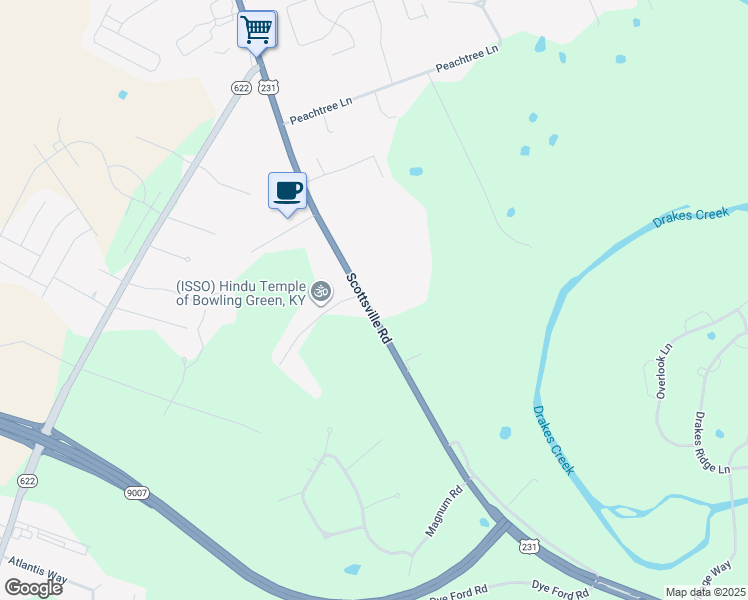 map of restaurants, bars, coffee shops, grocery stores, and more near U.S. 231 in Bowling Green