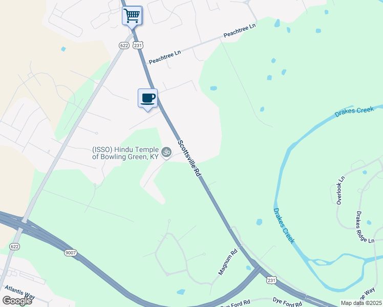 map of restaurants, bars, coffee shops, grocery stores, and more near U.S. 231 in Bowling Green