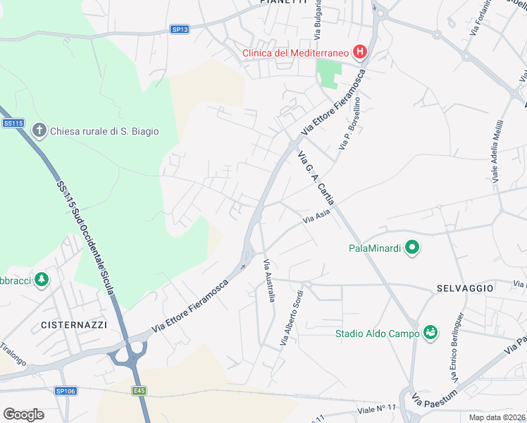 map of restaurants, bars, coffee shops, grocery stores, and more near 19 Via Emanuela Loi in Ragusa