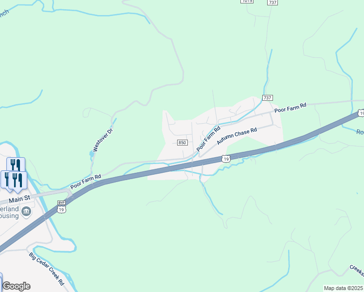 map of restaurants, bars, coffee shops, grocery stores, and more near County Road 850 in Lebanon