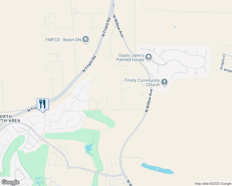 map of restaurants, bars, coffee shops, grocery stores, and more near 2776 East Silaxo Road in Clovis