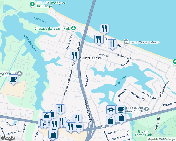 map of restaurants, bars, coffee shops, grocery stores, and more near 2412 Greenwell Road in Virginia Beach