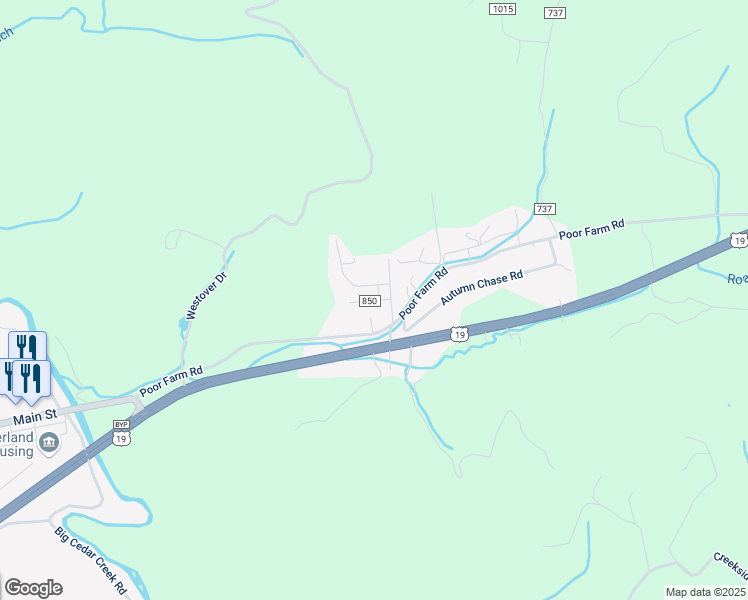 map of restaurants, bars, coffee shops, grocery stores, and more near County Road 850 in Russell County