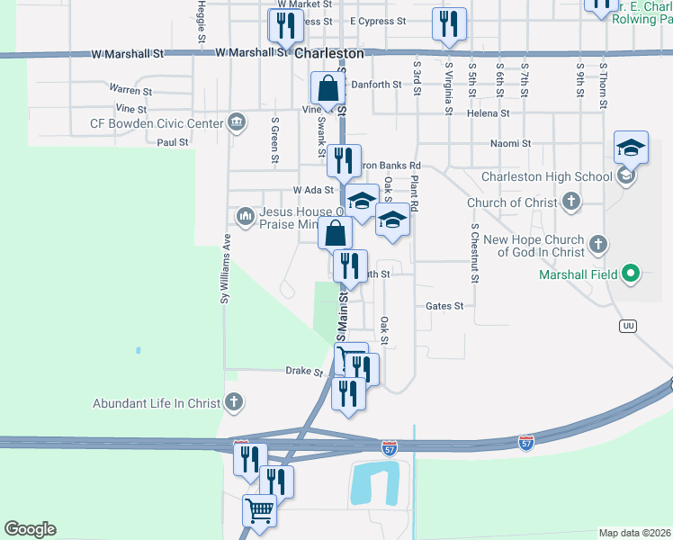 map of restaurants, bars, coffee shops, grocery stores, and more near in Charleston