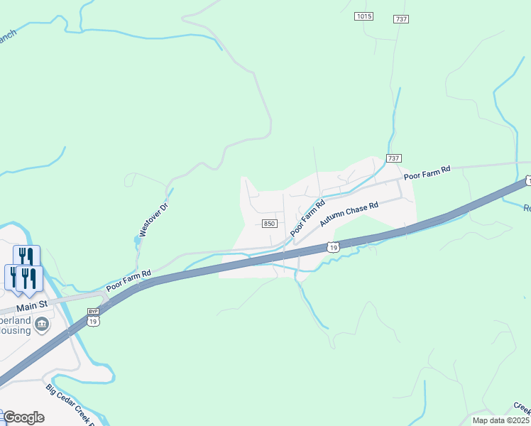 map of restaurants, bars, coffee shops, grocery stores, and more near Thomas Road in Russell County