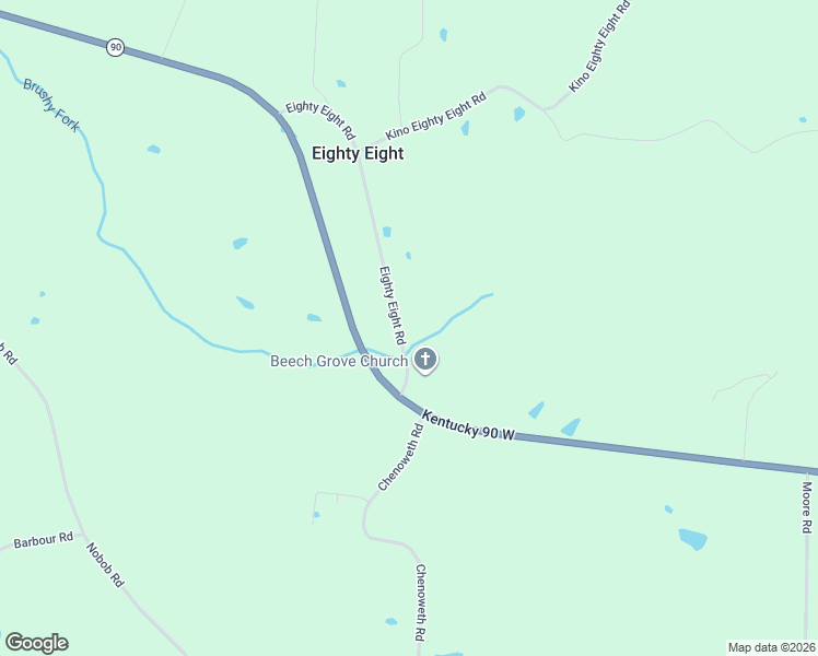 map of restaurants, bars, coffee shops, grocery stores, and more near Burkesville Road in Eighty Eight